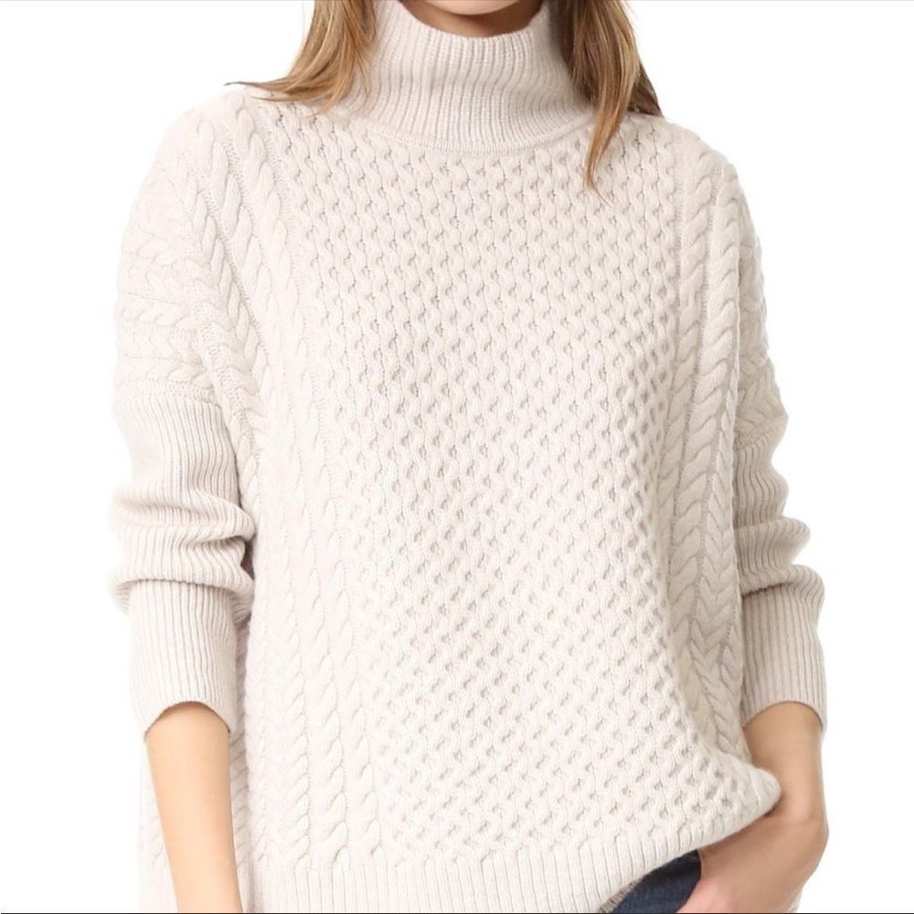 Ayr 100% merino wool “le Square” cable turtleneck sweater
